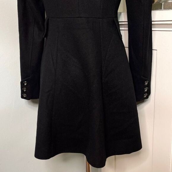 Via Spiga Black Wool Fit & Flare Skating Peacoat Dressy Winter Pea Coat XS 2 - Picture 8 of 10